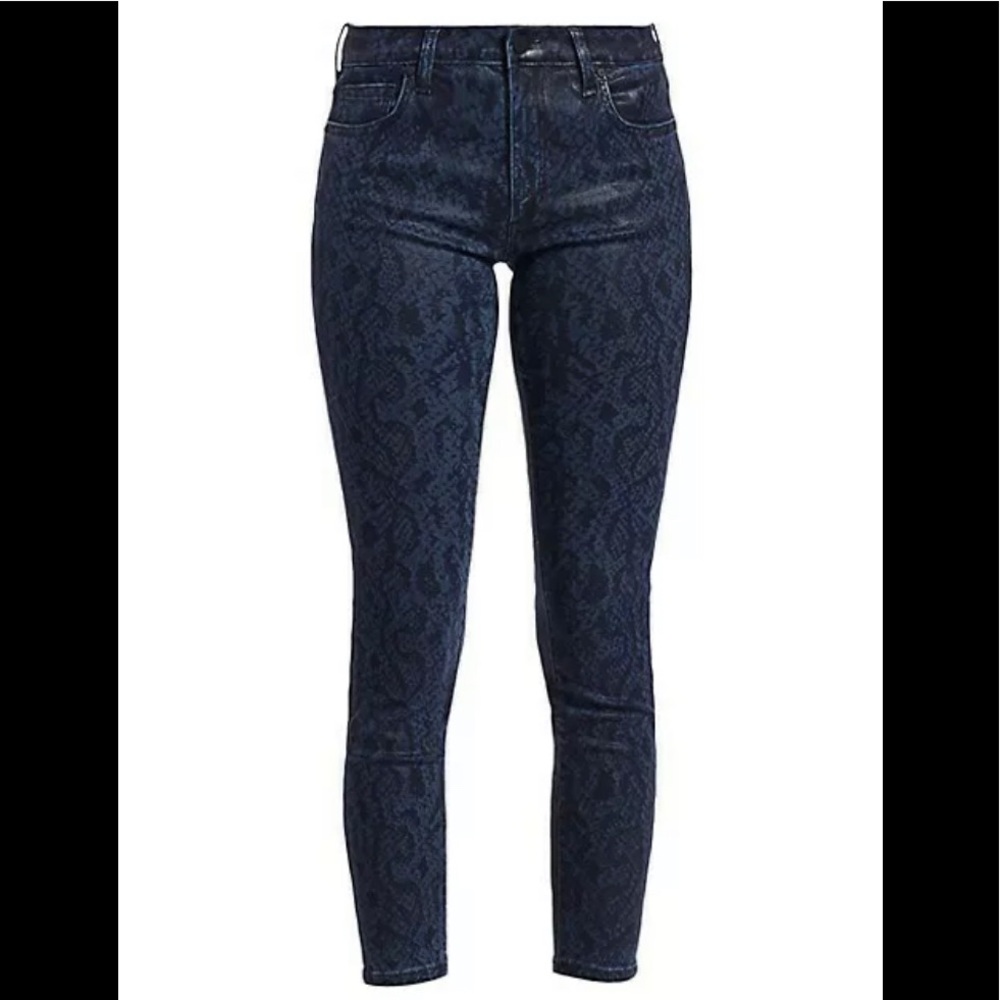 Calvin Klein Jeans Python-Print High-Rise Skinny Jeans Navy Size 26 NWT